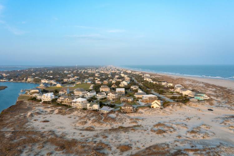 An aerial view of Emerald Isle