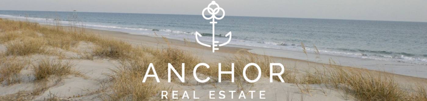 The Anchor Real Estate logo with a beachfront background