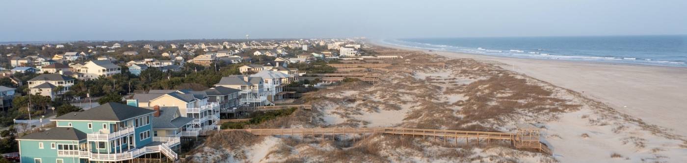 Homes on a beach